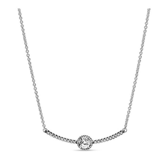 New Pandora Women’s Elegant Silver Necklace with Crystal Pendant With Dust Bag - Picture 3 of 3